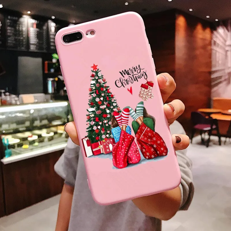 Веселый Рождественский чехол Vogue girl для iPhone 11 Pro Max новогодний розовый мягкий чехол для телефона с лосем для iPhone X 6 6S 7 8 Plus Xs XR XS MAX