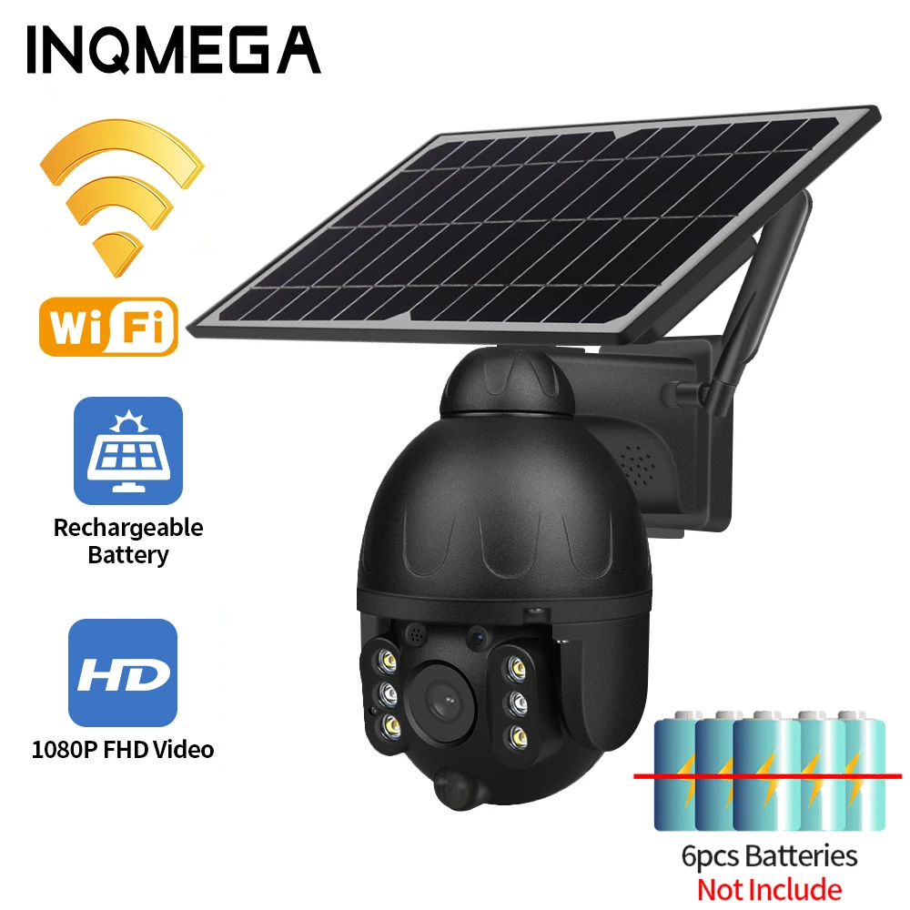 

INQMEGA 1080P WIFI HD PTZ Outdoor Low Power Solar IP66 Waterpoor Camera Two-way Audio Voice Intrusion Alarm Solar Panel Camera
