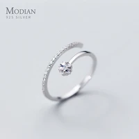 modian twinkle aaa zircon pentagram ring for women pure 925 sterling silver fashion wedding free size ring fine jewelry bijoux