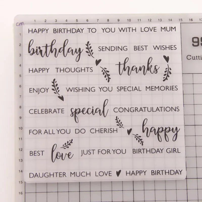 

Blessing Words Embossing Folders Plastic For Scrapbooking DIY Template Birthday Letter Photo Album Card Making