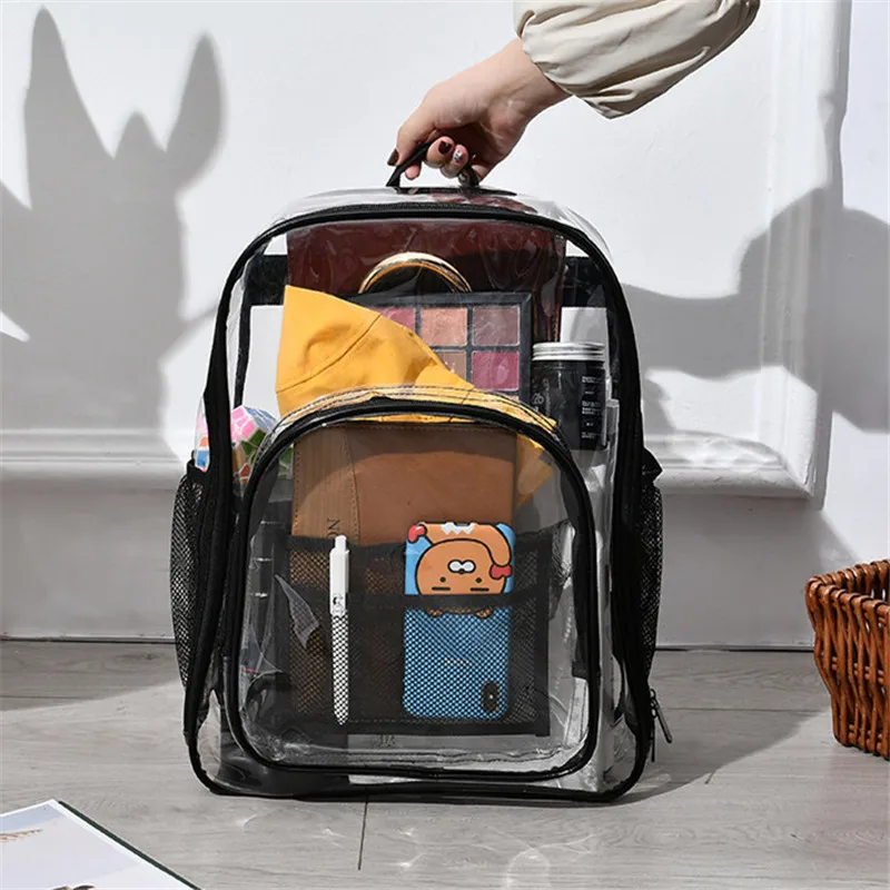 Модная Водонепроницаемая прозрачная школьная сумка унисекс из ПВХ, прозрачные рюкзаки, высококачественный вместительный однотонный прозр...