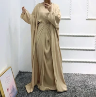 muslim fashion abaya islamic clothing for women new arrival pure color smoothly three piece suit dresses robes femme lsm337