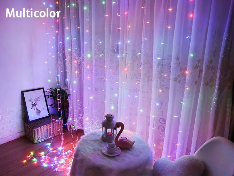 Multicolor 4*0,6/3*1/3*2/3*3 м 220 В сосулька, светодиодный светильник для занавесок, сказочный Рождественский светильник, для свадьбы, для дома, вечерние украшения, евровилка - Испускаемый цвет: Multicolor