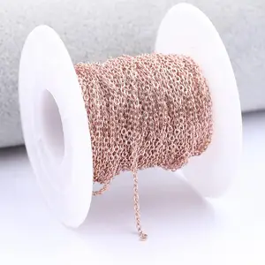 10 мрулон из розового золота нержавеющая сталь звено цепи для расходных материалов для изготовления ювелирных изделий Diy Браслеты Цепочки аксессуары