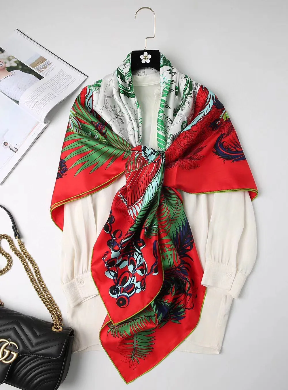 2020 Новое поступление модный бренд классический узор 100% шелковый шарф 140*140 см