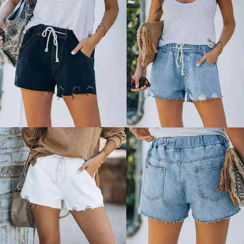 

2021 Summer Street Fashion Casual Elastic Lady Denim Shorts