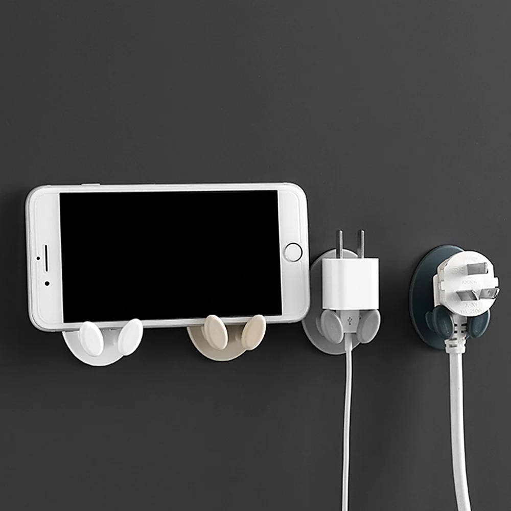 

6PCS Free-Nail Stick Hook Oval Socket Hook Power Cord Storage Rack Creative Plug Strong Adhesive Hook