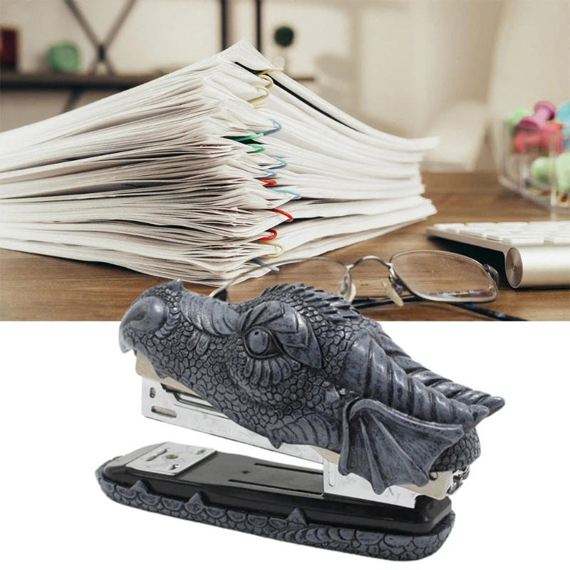 

Mini Dragon Head Stapler 20 Sheet Capacity Office Desktop Stapler Accessory Home Decoration Stapler Artificial Resin G6DD