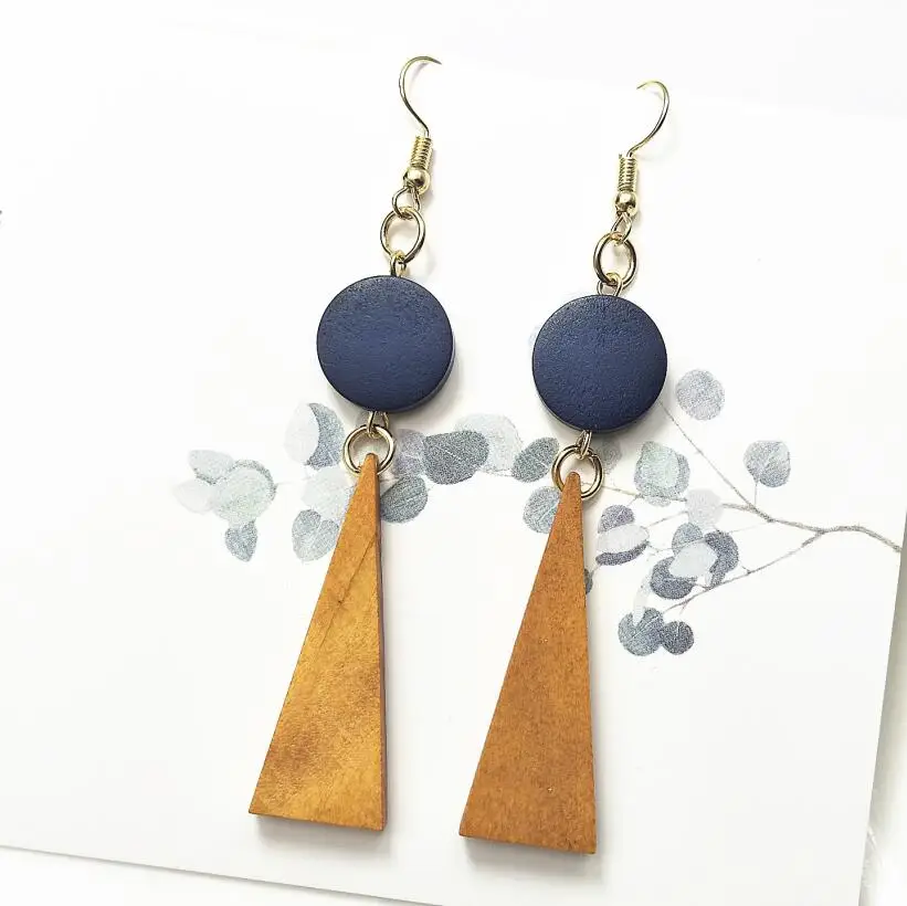 2019 деревянные круглые серьги для женщин в Корейском стиле|Серьги-подвески| |