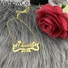 Ожерелье с именем VishowCo на заказ, золотистый чокер из нержавеющей стали с подвесками в виде бабочки и короны, ожерелье с именной табличкой, ювелирные изделия