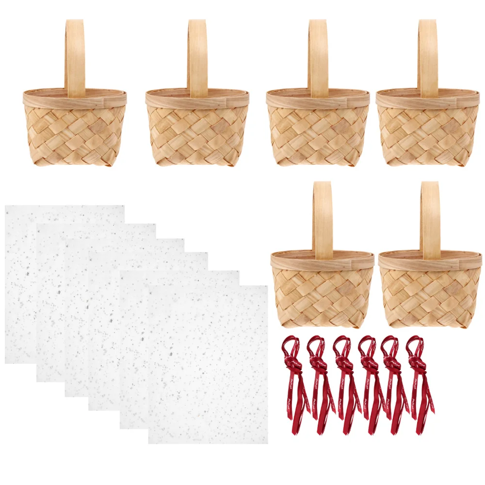 

6pcs Wooden Woven Portable Candy Baskets Candy Box Candy Holder Gift Holders