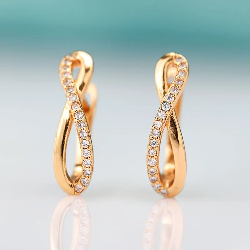 Trendy Gold Infinity Geometric Stud Earrings for Women - 8 Shape Cubic Zirconia Ear Studs, Ideal for Wedding Parties, Jewelry Charm Gifts image 4