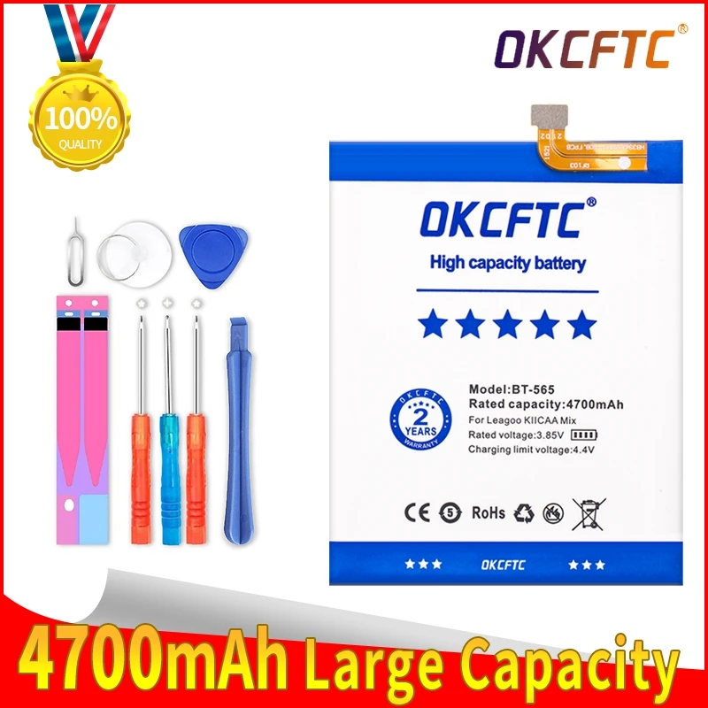 

Original New BT-565 4700mAh Battery For Leagoo KIICAA Mix T5 T5C BT566 Mobile Phone Parts Bateria Batterie Baterij+Tools