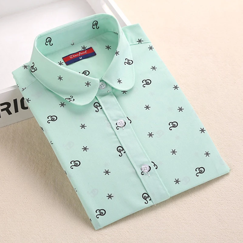 Dioufond блузка Осенняя Хлопковая женская рубашка с Фламинго Дамская цветочным