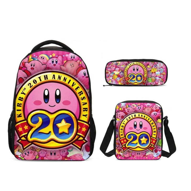 Kawaii Hoshino Kirby 3D принт студенческий рюкзак 3 шт./компл. мужские повседневные школьные