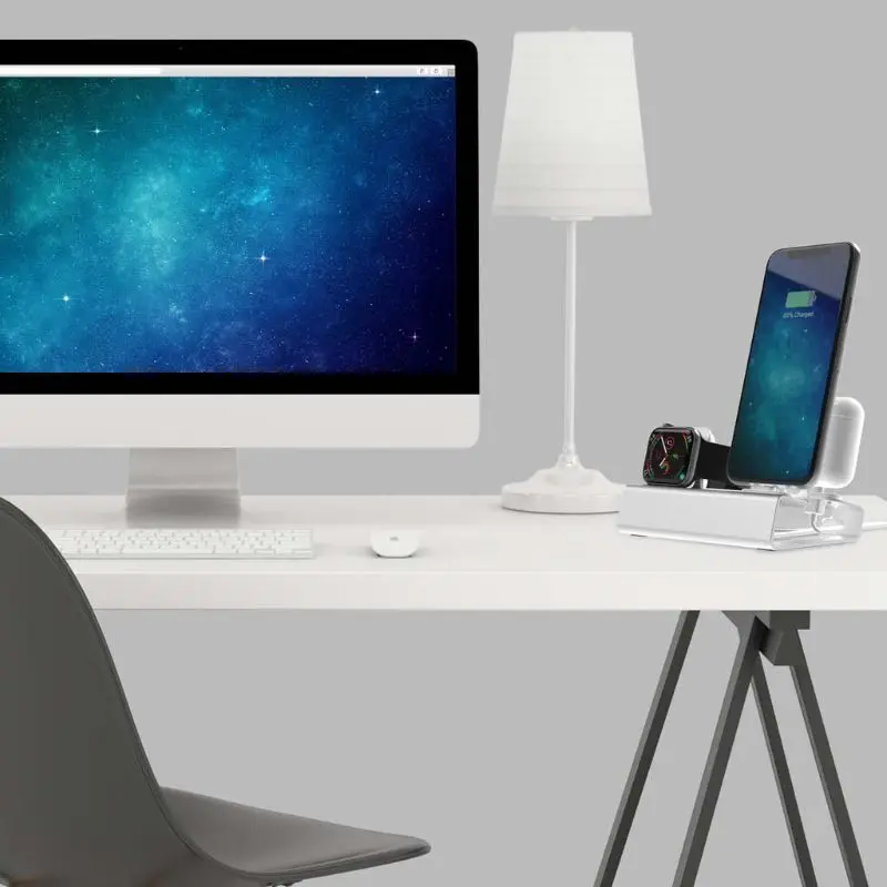 

Алюминиевая Подставка для зарядки 3 в 1, док-станция для Airpods 1/2, iphone, Apple Watch Series