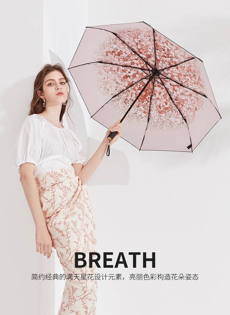 

Light Small Automatic Umbrella Folding Sakura Women Sun Rain UV Protection Umbrella Simple Fashion Flower Windproof Travel