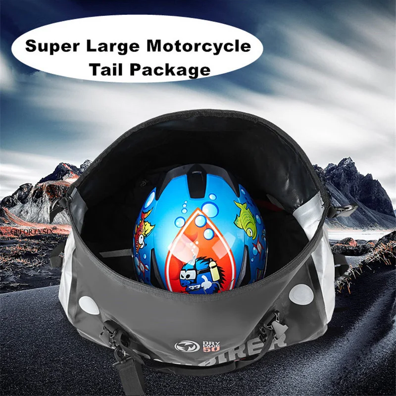 

ROCK BIKER Motorcycle Tail Bag Rear Seat Bag Waterproof Motocross Travel Equipment Multi-function Large Capacity Tool Radish Bag