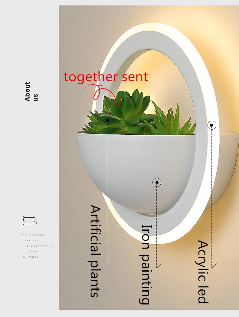 New LED Wall Lamp Round Acrylic Led Wall Lights Simulated Green Plants AC110~220V 10W For Hallway Porch Balcony Led Wall Sconce