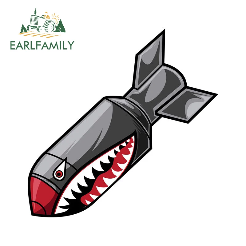 

EARLFAMILY 13cm x 12.9cm for Bomb Flying Tiger Shark Mouth Car Stickers Sunscreen Decals Windshield Waterproof Vinyl Car Wrap