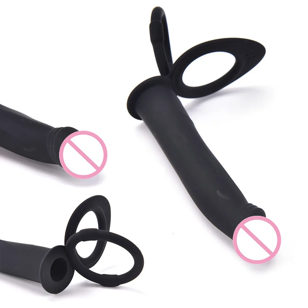 Black Silicone Strap On Penis Anal Plug Double Penetration Sex Toys Strapon Dildo Adult Products for Beginner |