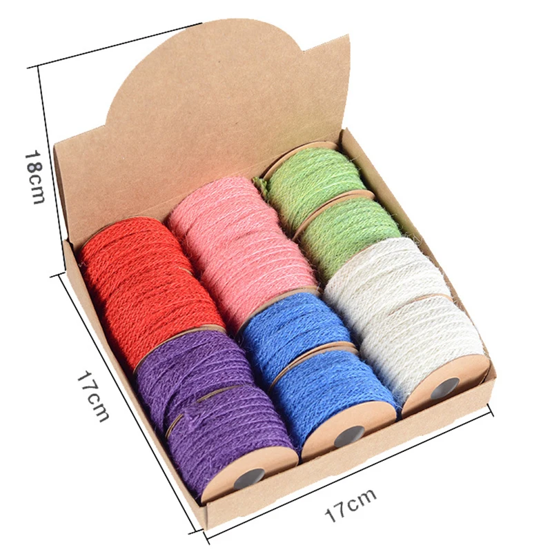 5 м разноцветная Ремесленная винтажная натуральная джутовая веревка для