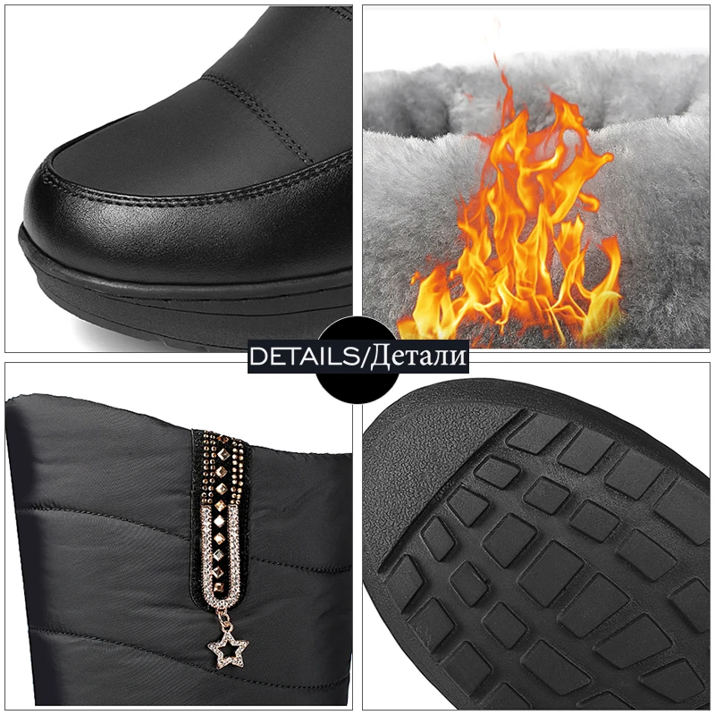 

WETKISS 2020 Women Snow Boots Casual Platform Thick Bottom Mid-calf Boots Thicken Warm Winter Shoes Metal Ladies Girls Outdoor