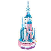 moc creative%c2%a0princess ice and snow castle music box model building block queen bricks set toys for children kids girl xmas gifts