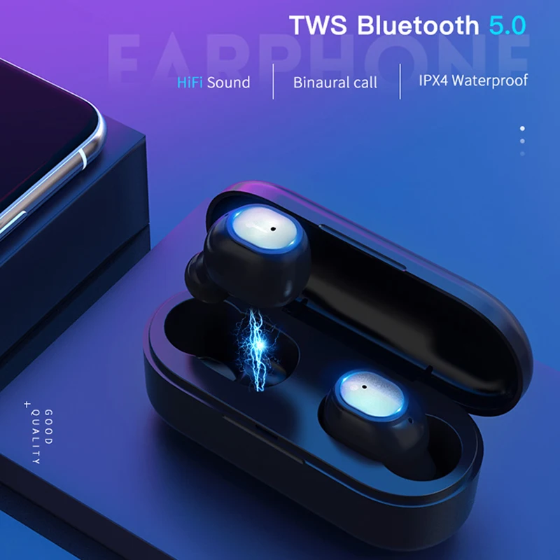 Q2 TWS Наушники Беспроводные Мини Bluetooth 5,0 Handsfree спортивные наушники игровая гарнитура HiFi с быстрой зарядкой чехол для смартфона