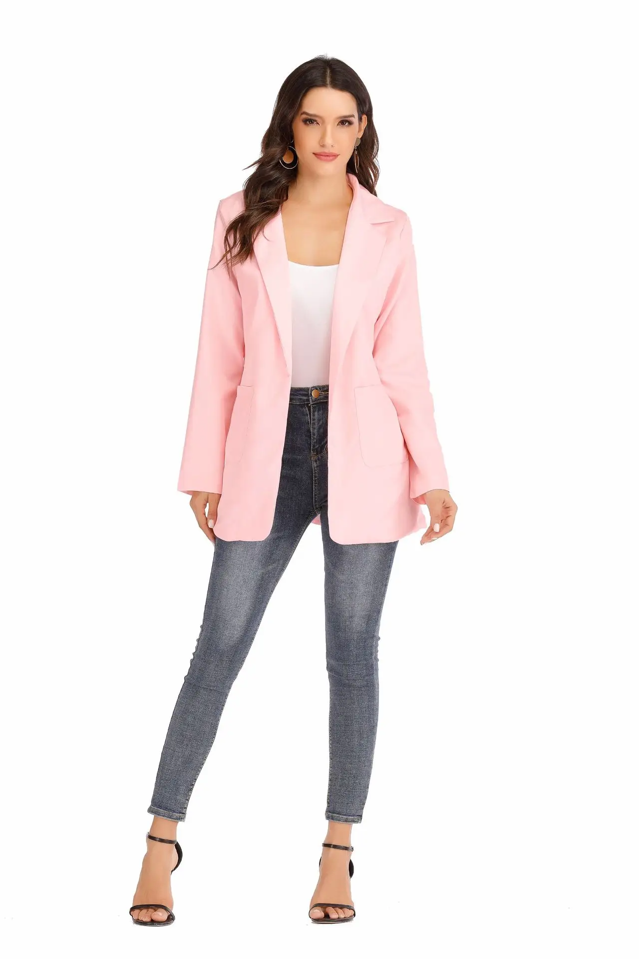 2021 Spring and Autumn Fashion Leisure Suit Lapel Slim Cardigan Temperament Women Suit Lady Jacket