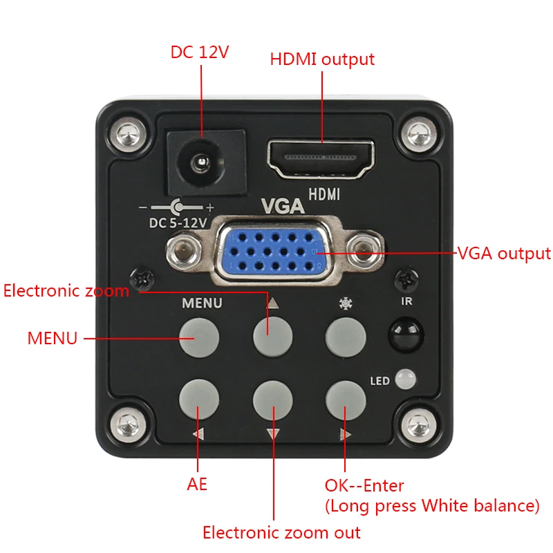 Микроскоп с камерой 14 МП 720P 60F/S HDMI VGA|industrial digital microscope|objective lensindustrial stand |
