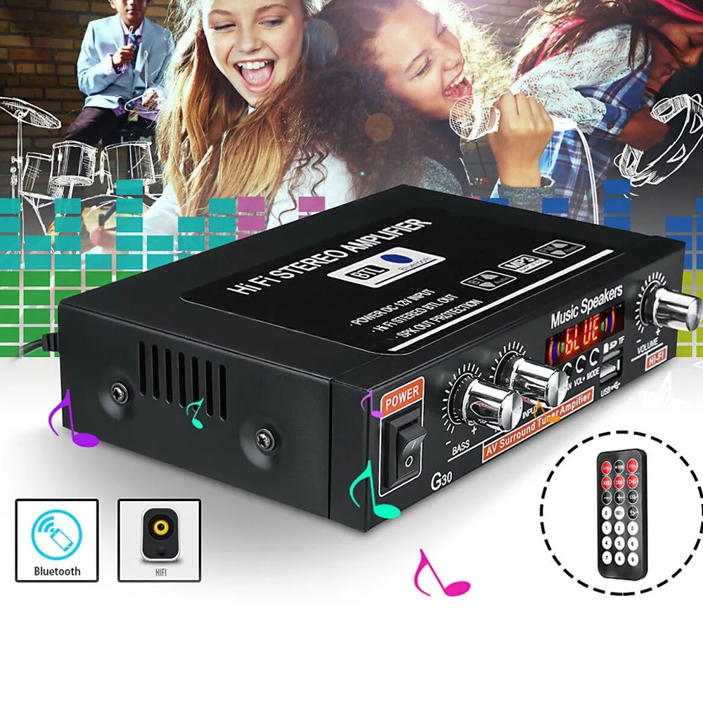 

Artudatech 12 В/220 В G30 беспроводной Bluetooth-совместимый звуковой усилитель HiFi аудио автомобильный радиоприемник с европейской вилкой