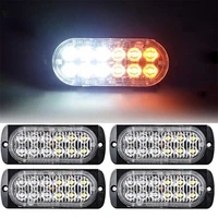 4pcs car emergency lamp bars flash amberwhite 12 led flash caution strobe light bar