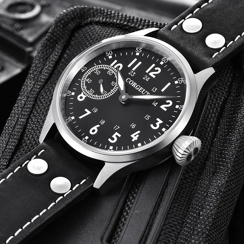 

CORGEUT Brand 2021 44mm Men's Seagull Movement Mechanical Watch Sapphire Watch Luminou Manual Winding 316L Pilot Watch 2017A