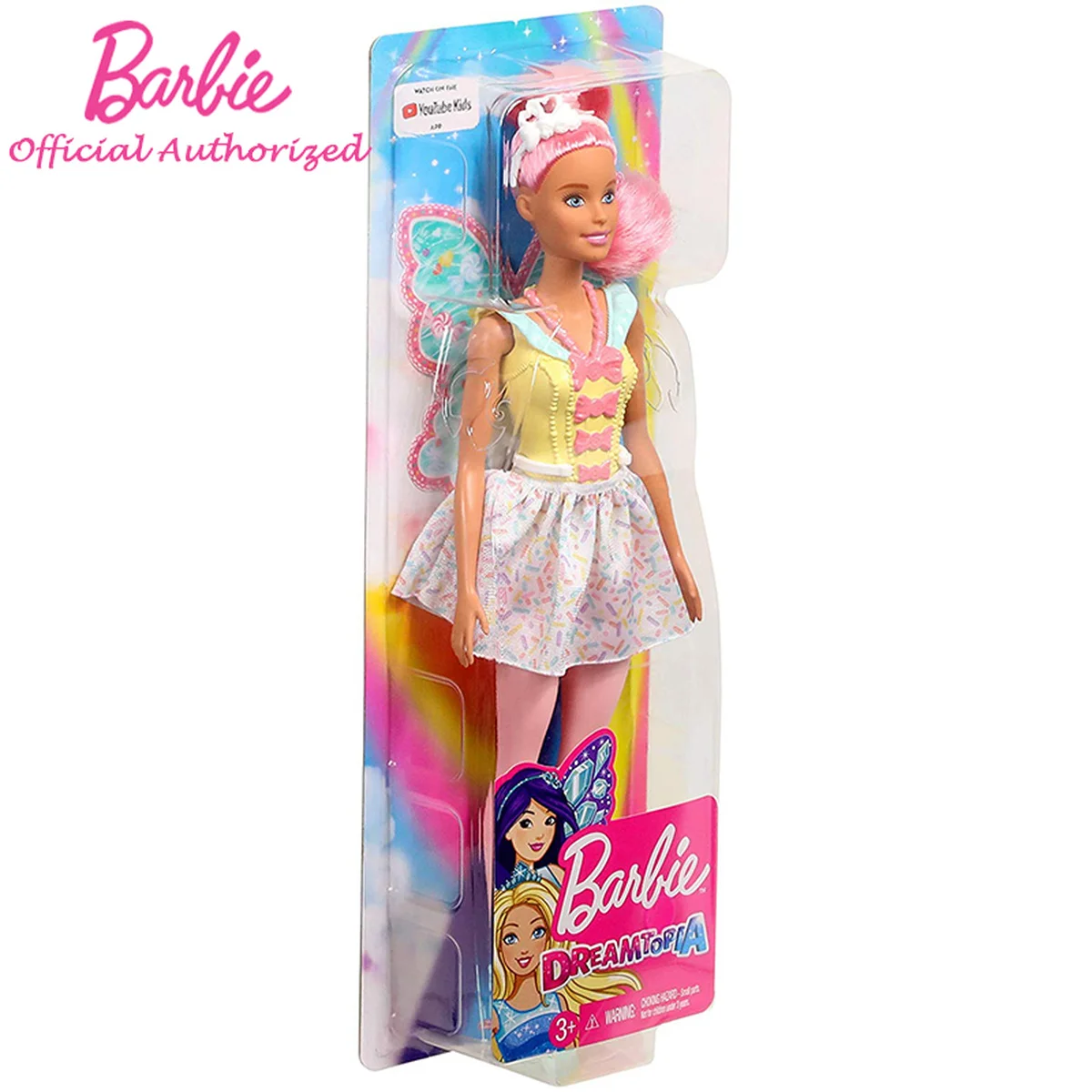 

12 Inch Barbie Dreamtopia Fairy Doll with A Colorful Candy Theme Pink Hair and Wings for Kids Gift 3 To 7 Year Olds FXT03