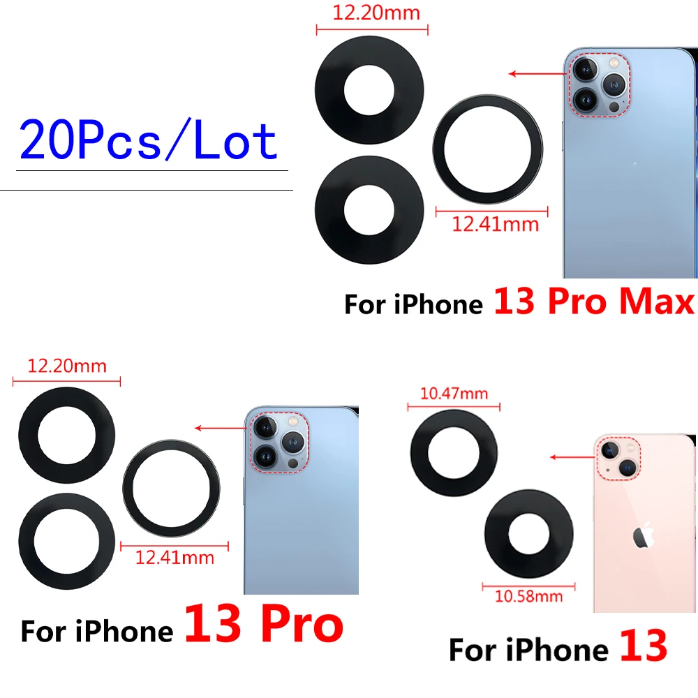

20 шт./лот, 100% оригинальный стеклянный объектив задней камеры для iPhone 13 Pro Max 13, стекло для мини-камеры с клеем