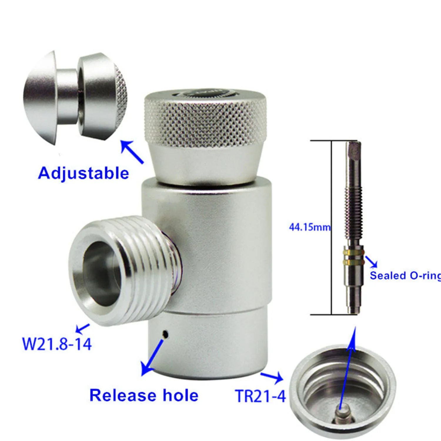 

Soda Stream CO2 Gas Filling Refill Adapter Connector Gas Regulator Soda Cylinder W21.8-14 For Sodastream Soda Maker Tank
