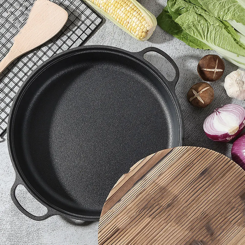 

29cm Household Thick Cast Iron Pan Frying Saucepan Binaural Saucepan Thickened Cast Iron Pancake Pan for Outdoor Camping Picnic