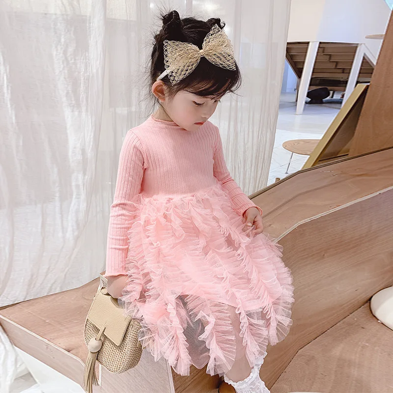 

2020 весенние детские платья для девочек, модная одежда с длинными рукавами из сетчатой ткани, платье для принцессы, платье для принцессы, мод...