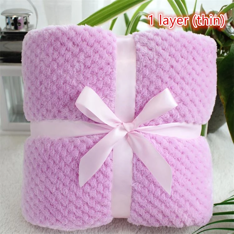 70X100cm-100X120cm детское одеяло на флисе красивое Пышное детское одеяло собака ковер для девочек розового и синего цвета для мальчиков детское спальное одеяло для постельные принадлежности для малышей, Пеленальное Одеяло - Цвет: Violet