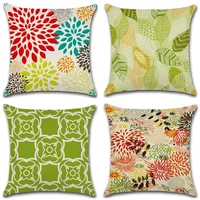 new geometric leaf flower theme printing pillow case custom home decoration linen pillowcase car waist cushion cover