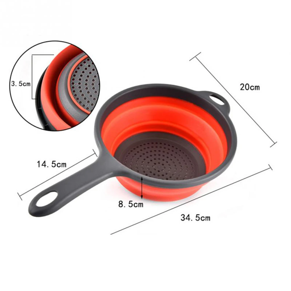 

Dropship Folding With Handle Silicone Plastic Colander Drain Basket Fruit Vegetable Washing Strainer Drainer Kitchen Accessories