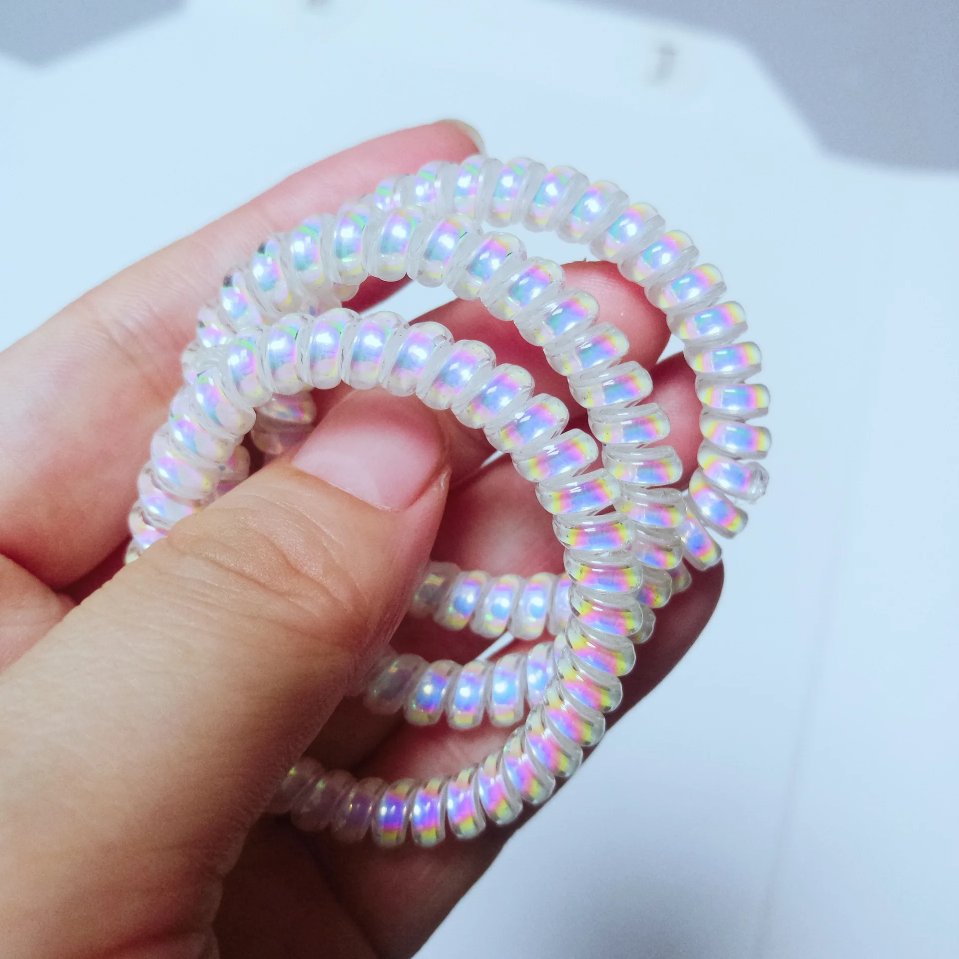 

100pcs/Pack Diameter Mermaid Telephone Line Hairpin Bracelet Dual Purpose Headband Simple Gold Powder Bright Sand Hair Rope