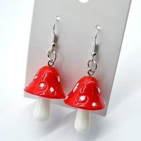 fashion women sweet fresh handmade plastic simulation mushroom long pendant earring jewelry accessories gift 2021 new