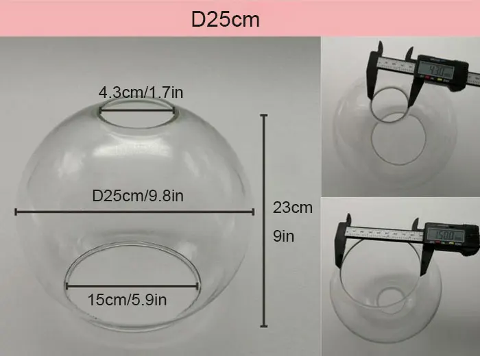 Прозрачный стеклянный абажур  D15cm D20cm D25cm