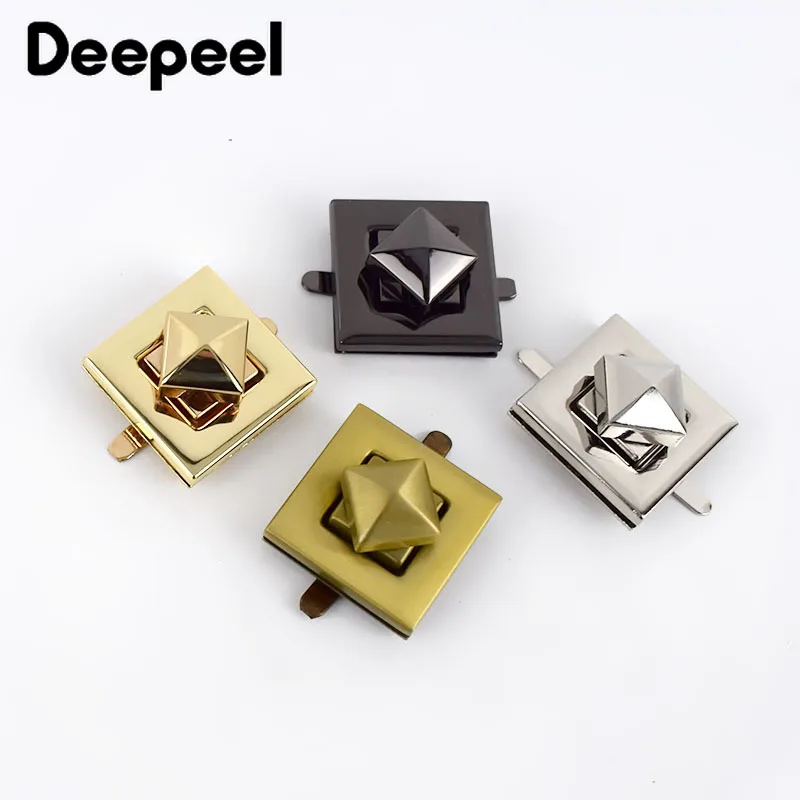 

Deepeel 4/10pcs Solid Metal Bags Twist Locks Square Handbags Purse Rotary Lock Buckle DIY Bag Luggage Hardware Accessories