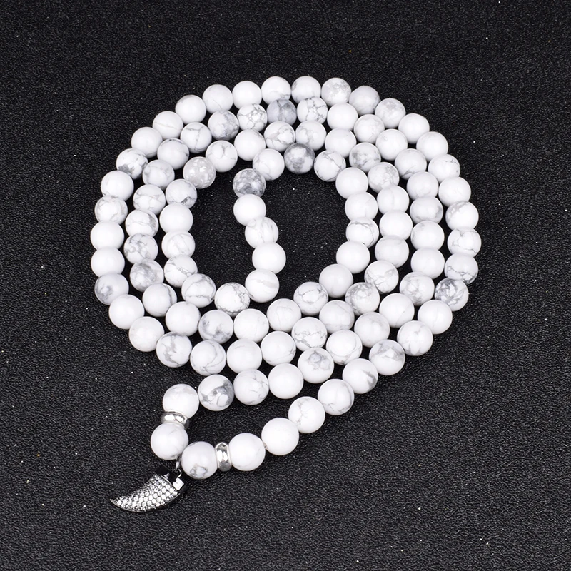 Модное ожерелье 108 Mala Beads женские натуральные белые бирюзы медитация Йога рейки