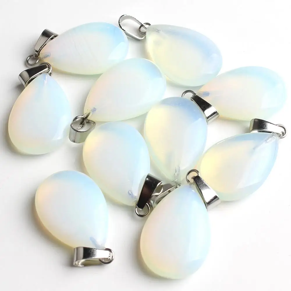 White Opal 10 шт./лот, подвески в форме капли воды, подвески, подвески с кварцевым тигровым глазом, бирюза, унакит, подвеска для ювелирных изделий, сделай сам, браслет - Цвет: White Opal
