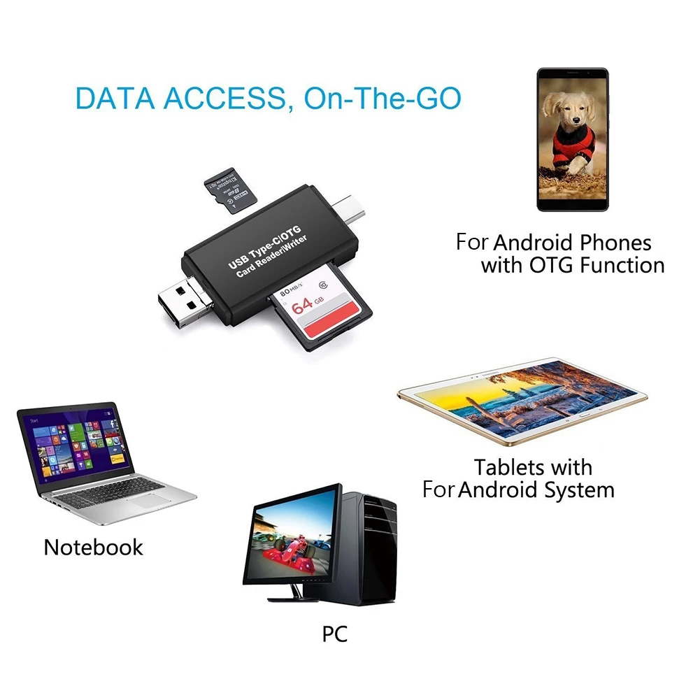 Многофункциональный USB 3 0 Тип-C 3-в-1 с эффектом приближения C зарядкой Micro-USB TF/S/D