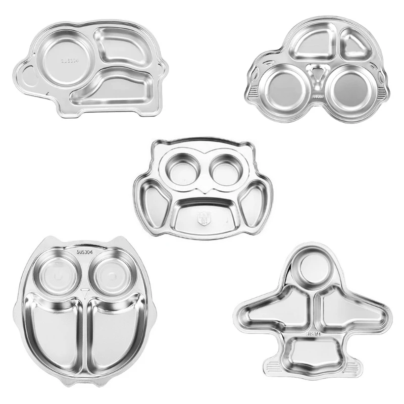 

Stainless Steel Divided Plate Cute Cartoon Dinner Tray Lunch Container Kids Toddlers Babies Serving Platter for School